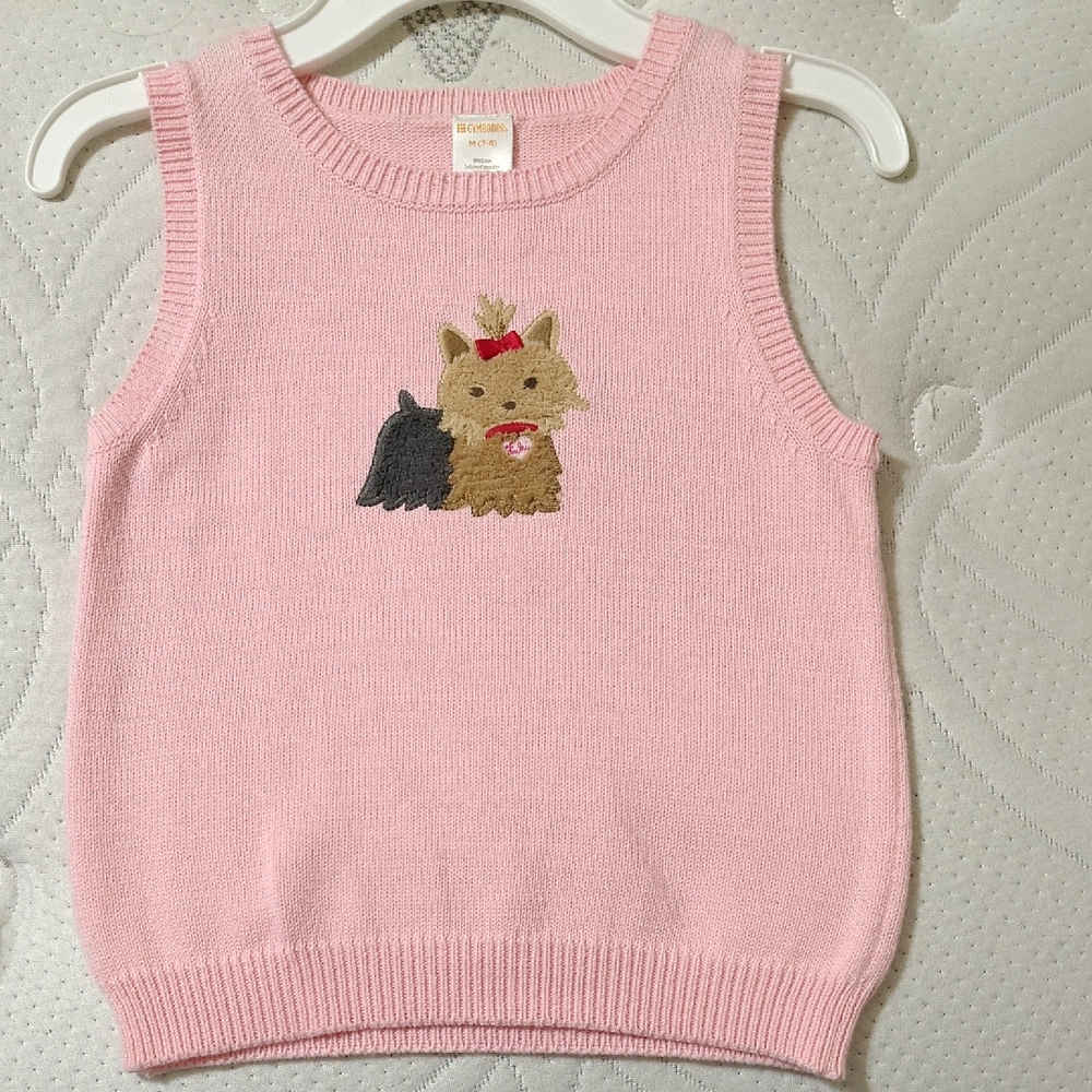 Gymboree Pink Sleeveless Sweater with Dog Design